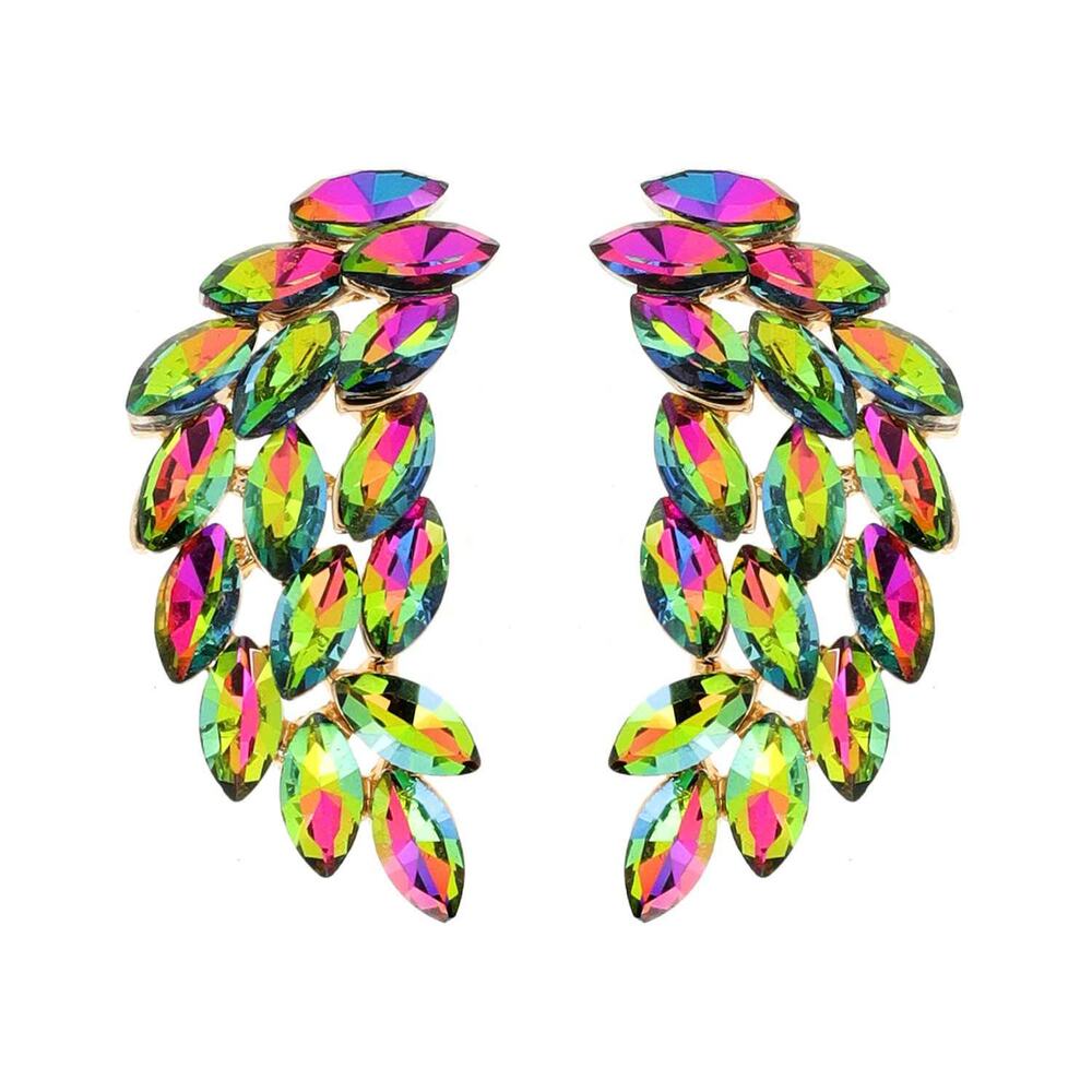 Dopamine Marquise Gem Leaf Cluster Wing Earrings